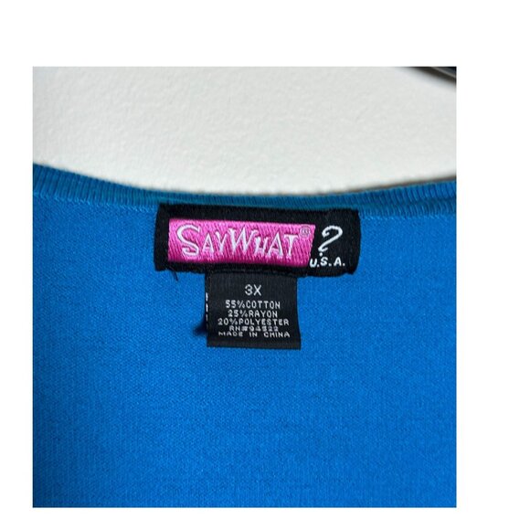 Say What? Women’s 3X Blue Button Front Cardigan Sweater Long Sleeve V-Neck Pocke - Picture 3 of 5
